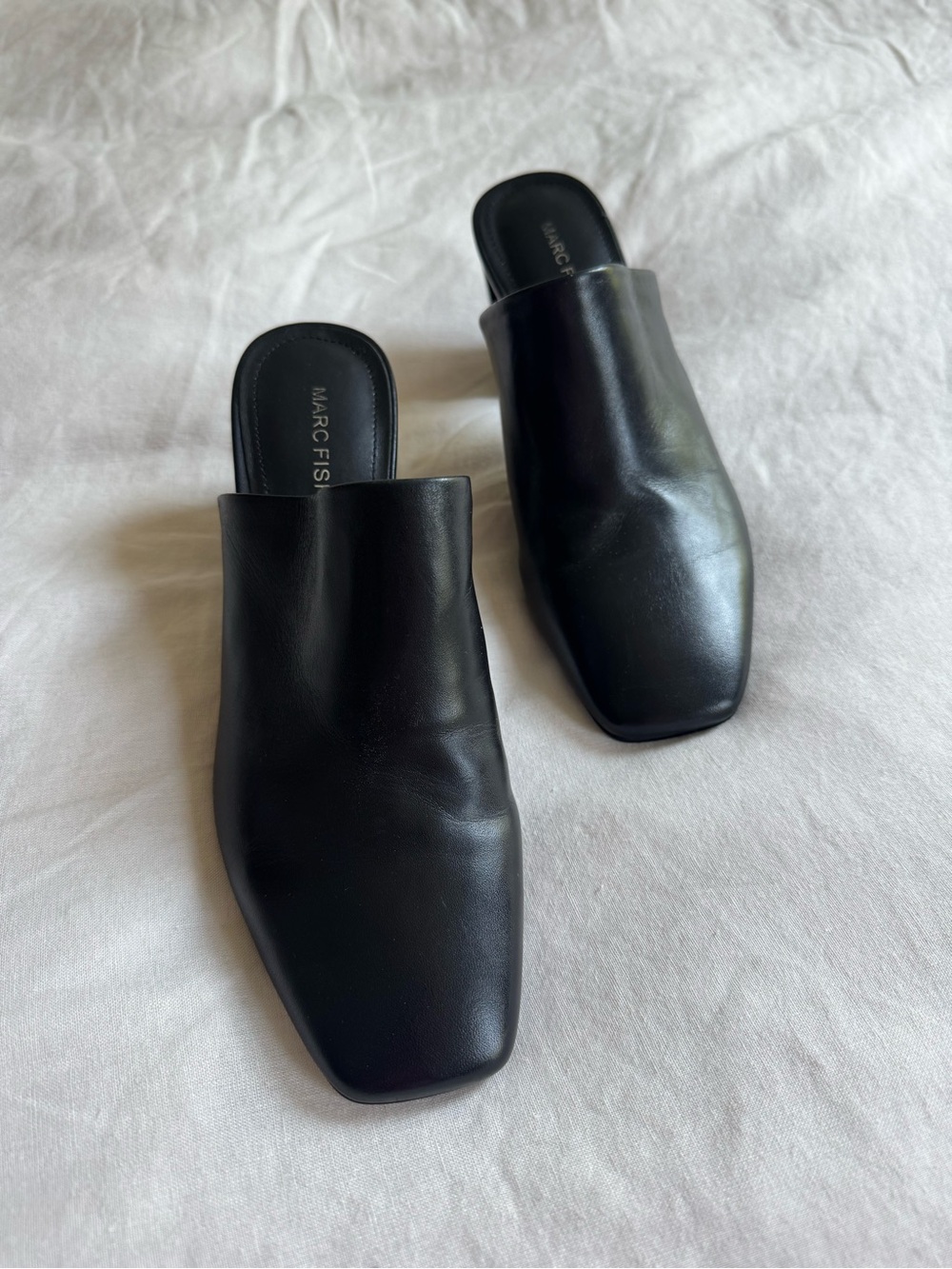 Marc Fisher black high heel mules (7.5) - Picture 2 of 5